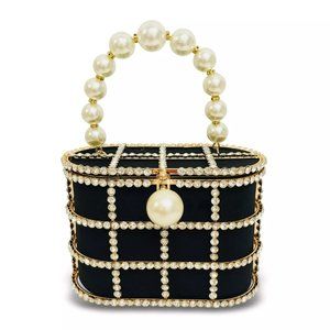 Rich Cookie Bling , Metal, and Pearl Bucket Purse